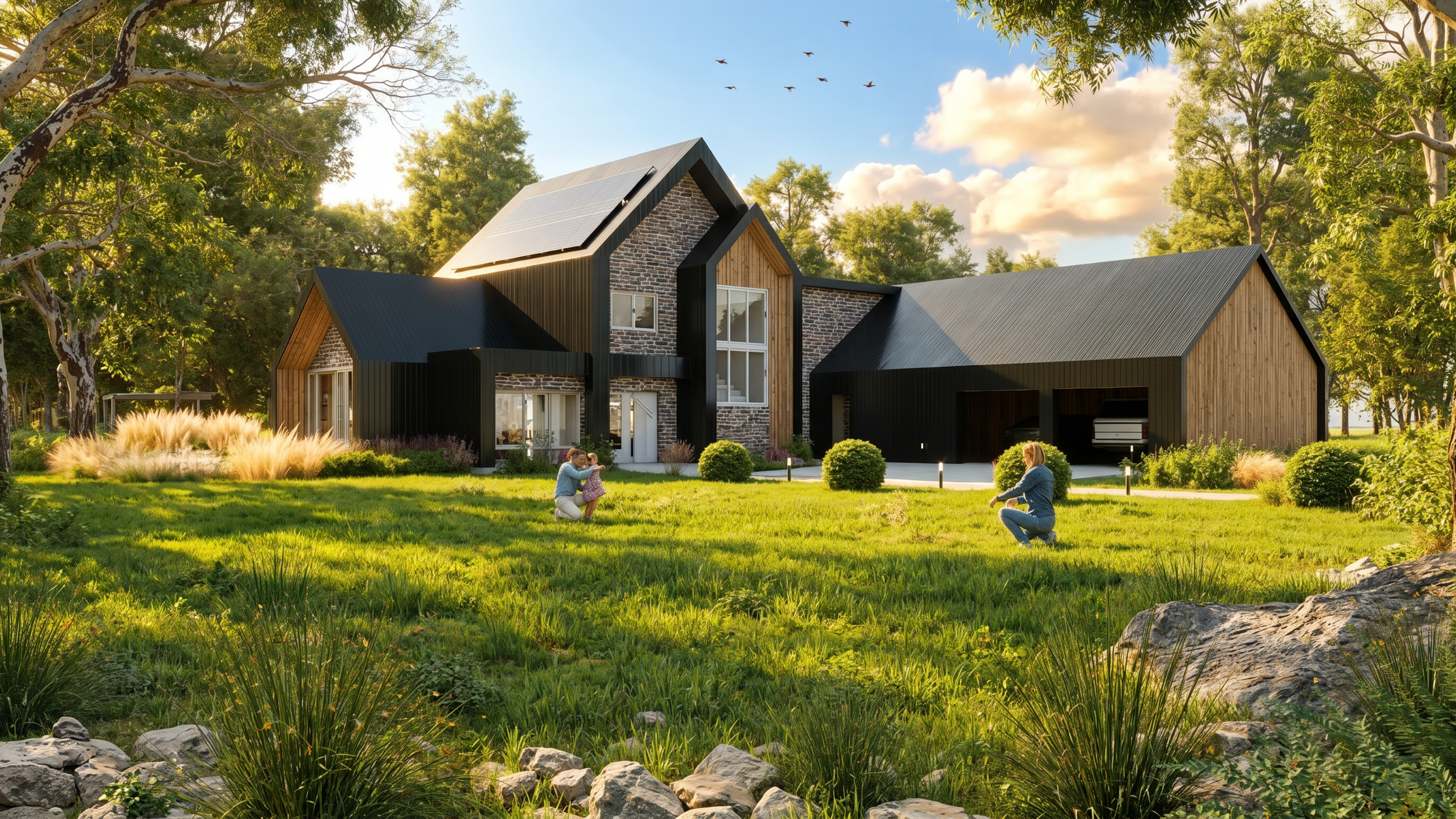 Visualisation 3D extérieure maison moderne · rendu architectural BenRaff Studio